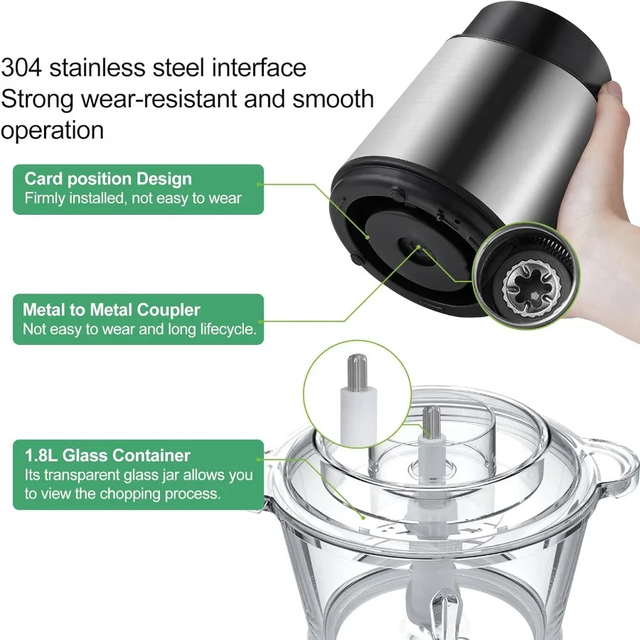 220V Food Processor with 2L Meat Grinder Chopper for Efficiently Processing Meat Vegetables Fruits and Nuts Equipped with 4 BiL 3