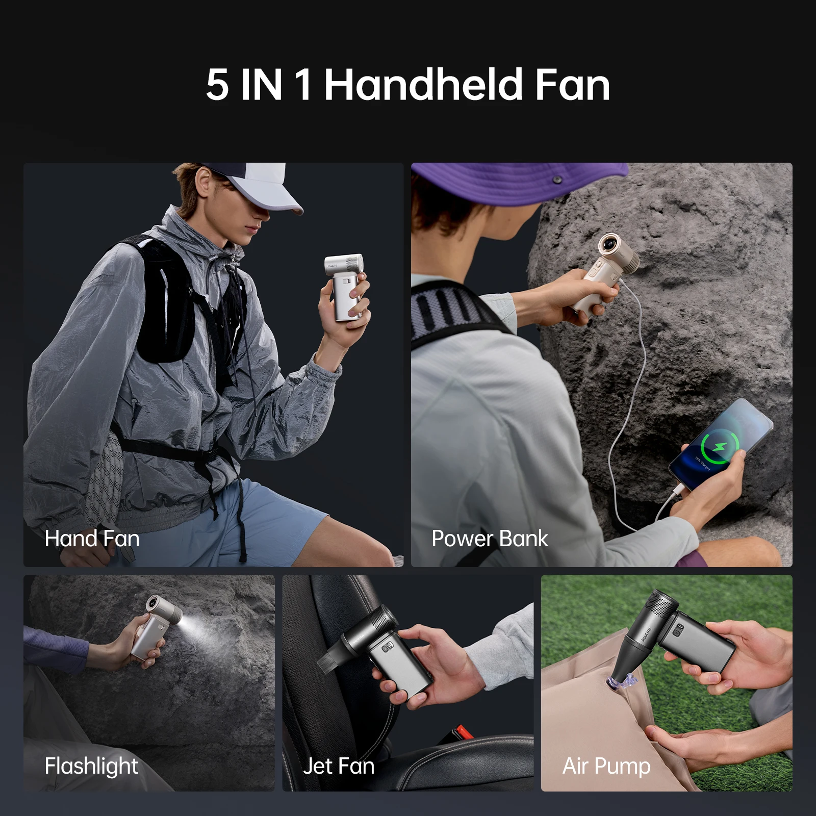 JISULIFE Handheld Fan Ultra 2, Powerful Turbo Jet Fan, 100 Speeds, 9000mAh Rechargeable Battery, LED Display, Outdoor Camping 6