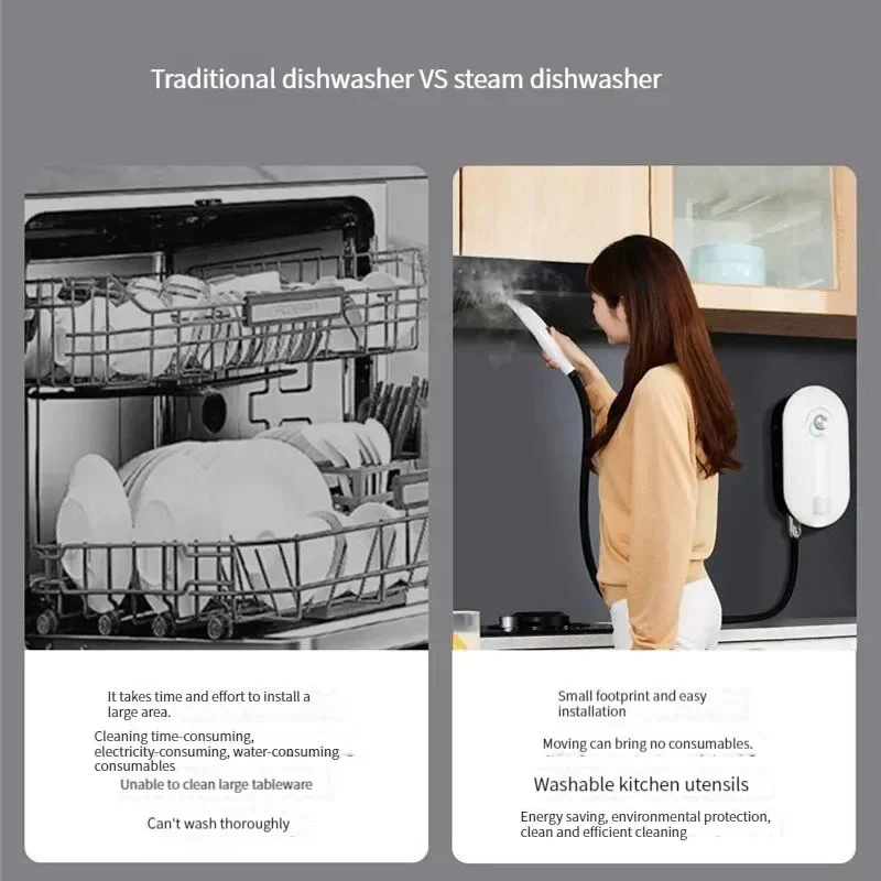 Steam dishwasher installation disinfection high temperature cleaning machine 220v upgraded version high efficiency electric dish 2