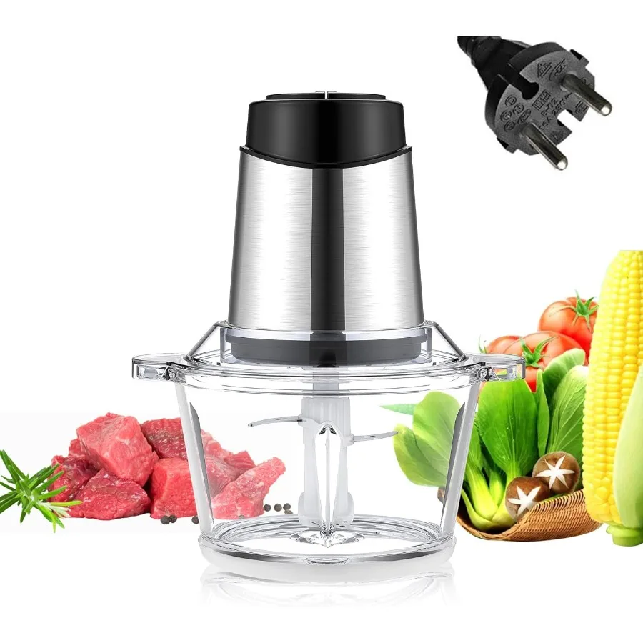 220V Food Processor with 2L Meat Grinder Chopper for Efficiently Processing Meat Vegetables Fruits and Nuts Equipped with 4 BiL 1