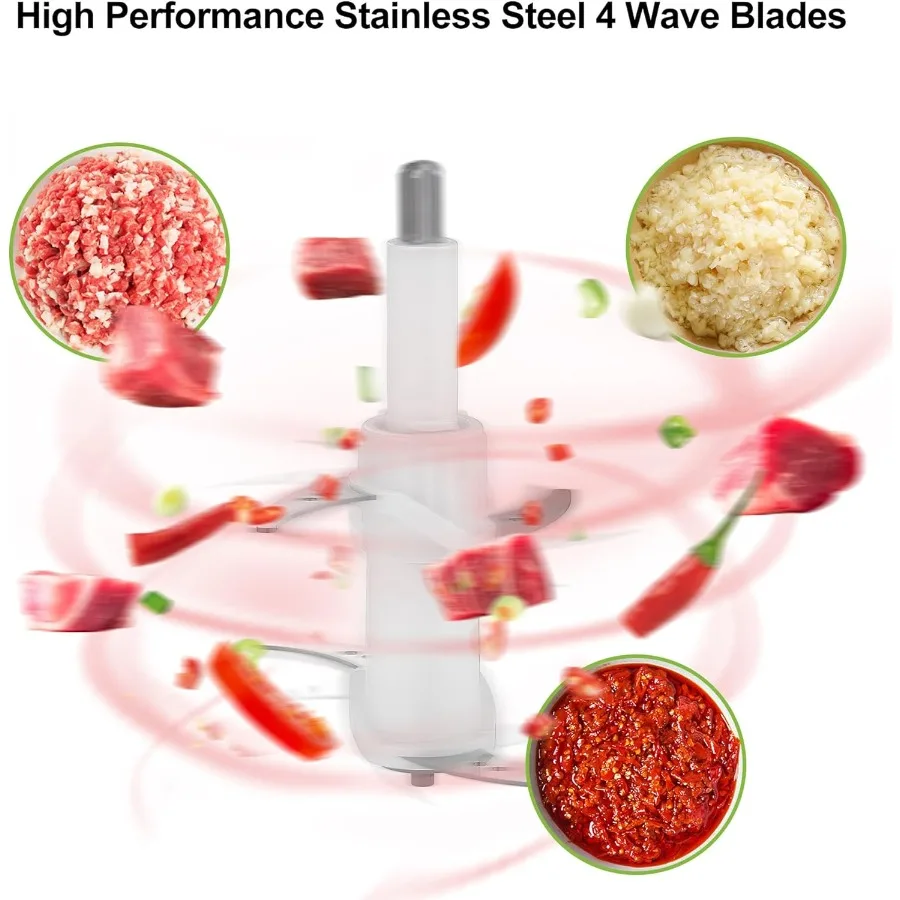 220V Food Processor with 2L Meat Grinder Chopper for Efficiently Processing Meat Vegetables Fruits and Nuts Equipped with 4 BiL 4